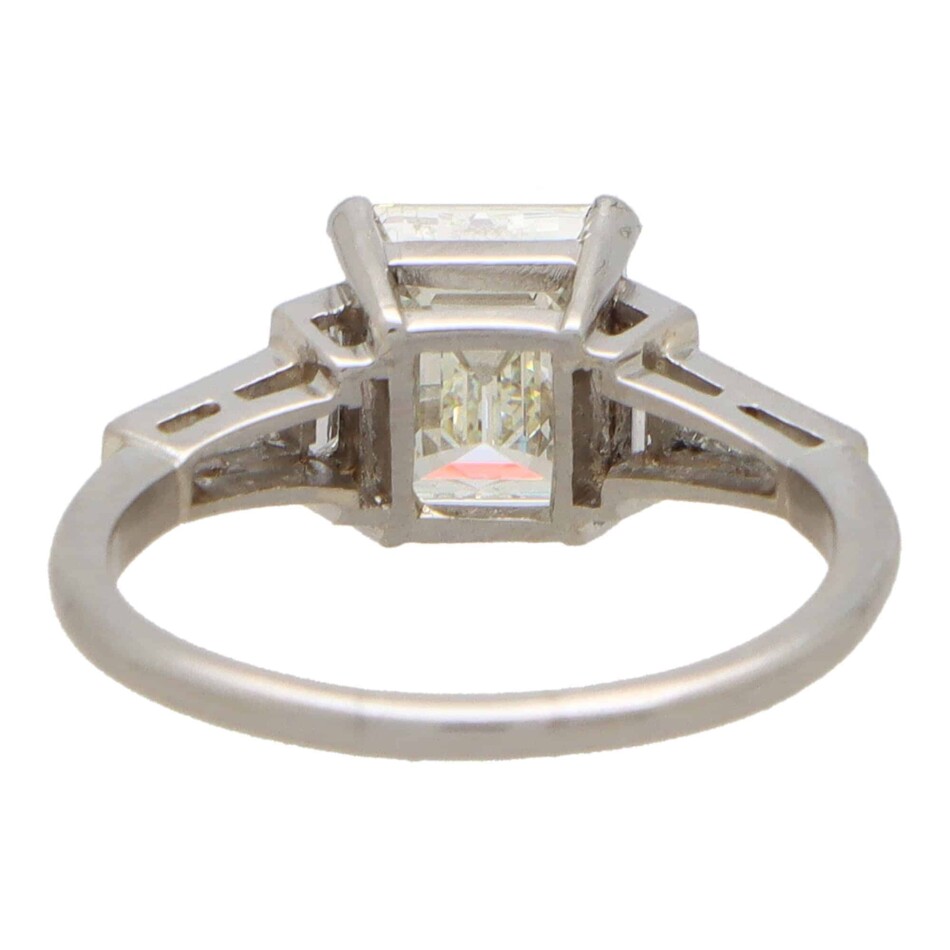 Art Deco GIA Certified Emerald Cut Diamond Ring