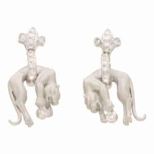 Vintage Carrera y Carrera Diamond Panther Drop Earrings