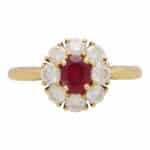 Vintage Cartier London Ruby and Diamond Cluster Ring