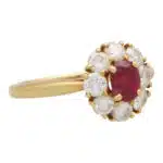 Vintage Cartier London Ruby and Diamond Cluster Ring