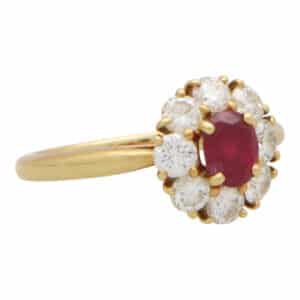 Vintage Cartier London Ruby and Diamond Cluster Ring