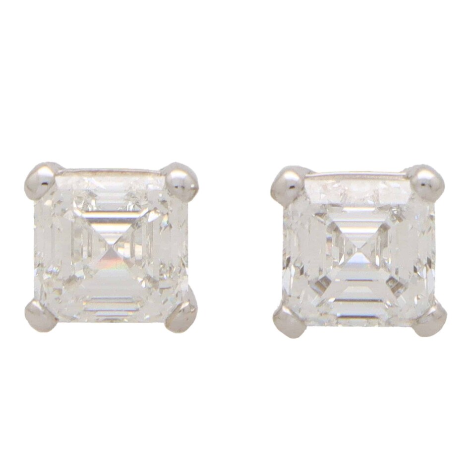 GIA Certified Asscher Cut Diamond Stud Earrings