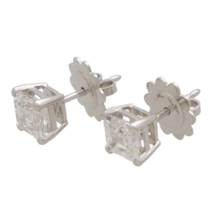 GIA Certified Asscher Cut Diamond Stud Earrings