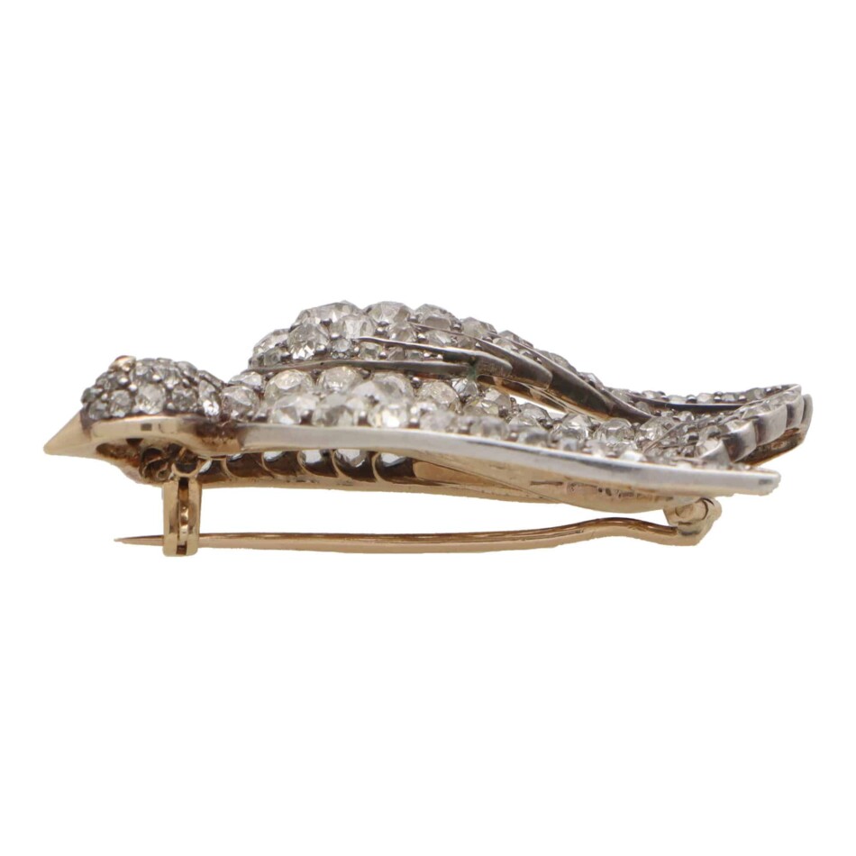 Victorian Old Cut Diamond Bird Brooch