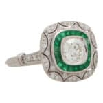 Art Deco Inspired Emerald and Diamond Double Target Ring