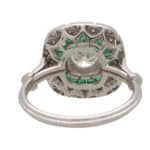 Art Deco Inspired Emerald and Diamond Double Target Ring