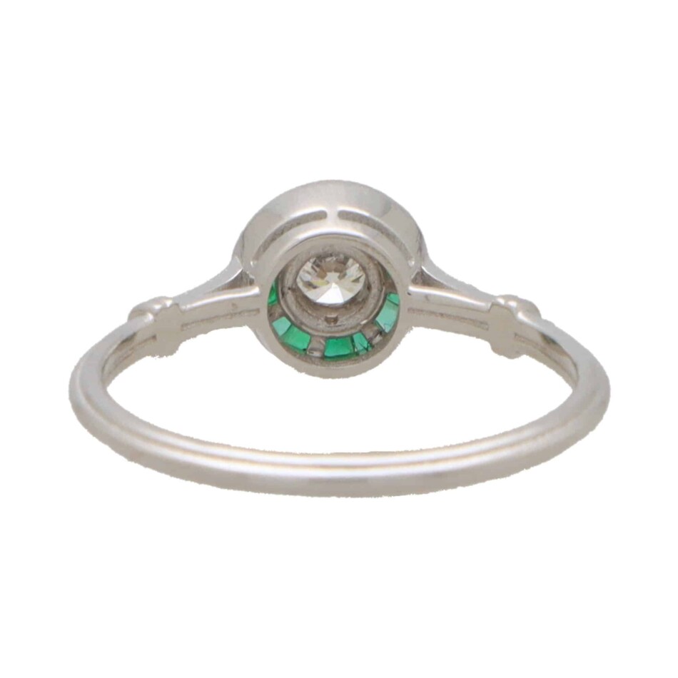 Art Deco Inspired Emerald and Diamond Target Ring