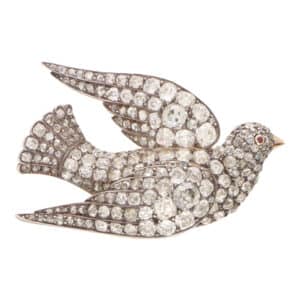 Victorian Old Cut Diamond Bird Brooch