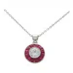 Art Deco Inspired Ruby and Diamond Target Necklace