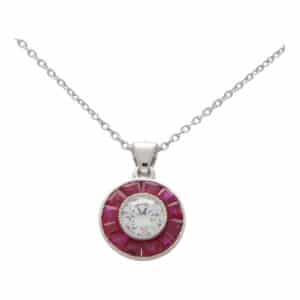 Art Deco Inspired Ruby and Diamond Target Necklace