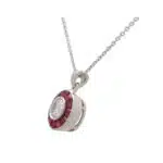 Art Deco Inspired Ruby and Diamond Target Necklace