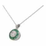 Art Deco Inspired Emerald and Diamond Target Necklace