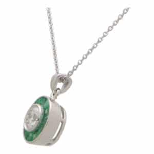 Art Deco Inspired Emerald and Diamond Target Necklace