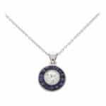 Art Deco Inspired Blue Sapphire and Diamond Target Necklace