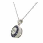 Art Deco Inspired Blue Sapphire and Diamond Target Necklace