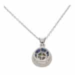 Art Deco Inspired Blue Sapphire and Diamond Target Necklace