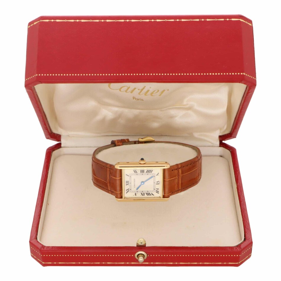 Vintage 1990's Yellow Gold Cartier Tank Louis Wristwatch
