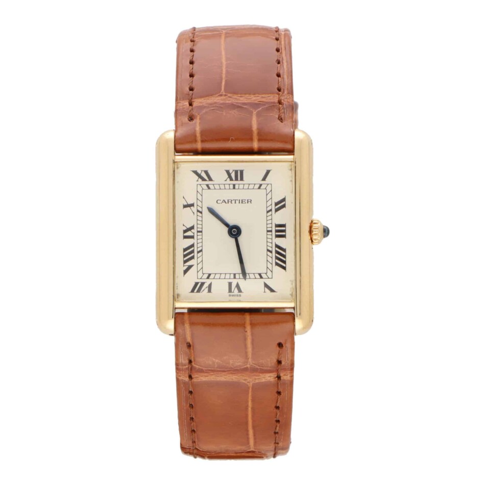 Vintage 1990's Yellow Gold Cartier Tank Louis Wristwatch