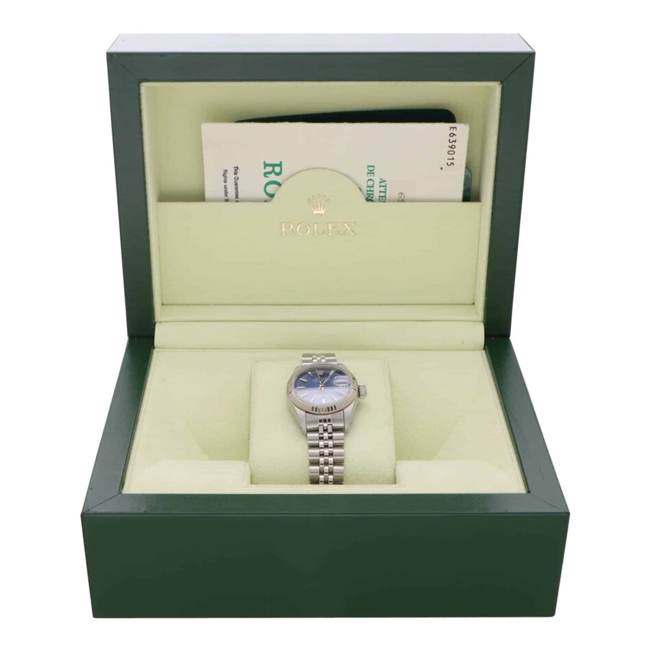 Vintage 1990 Blue Dial 26mm Rolex Datejust Watch