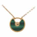 Vintage Amulette de Cartier XS Malachite and Diamond Necklace