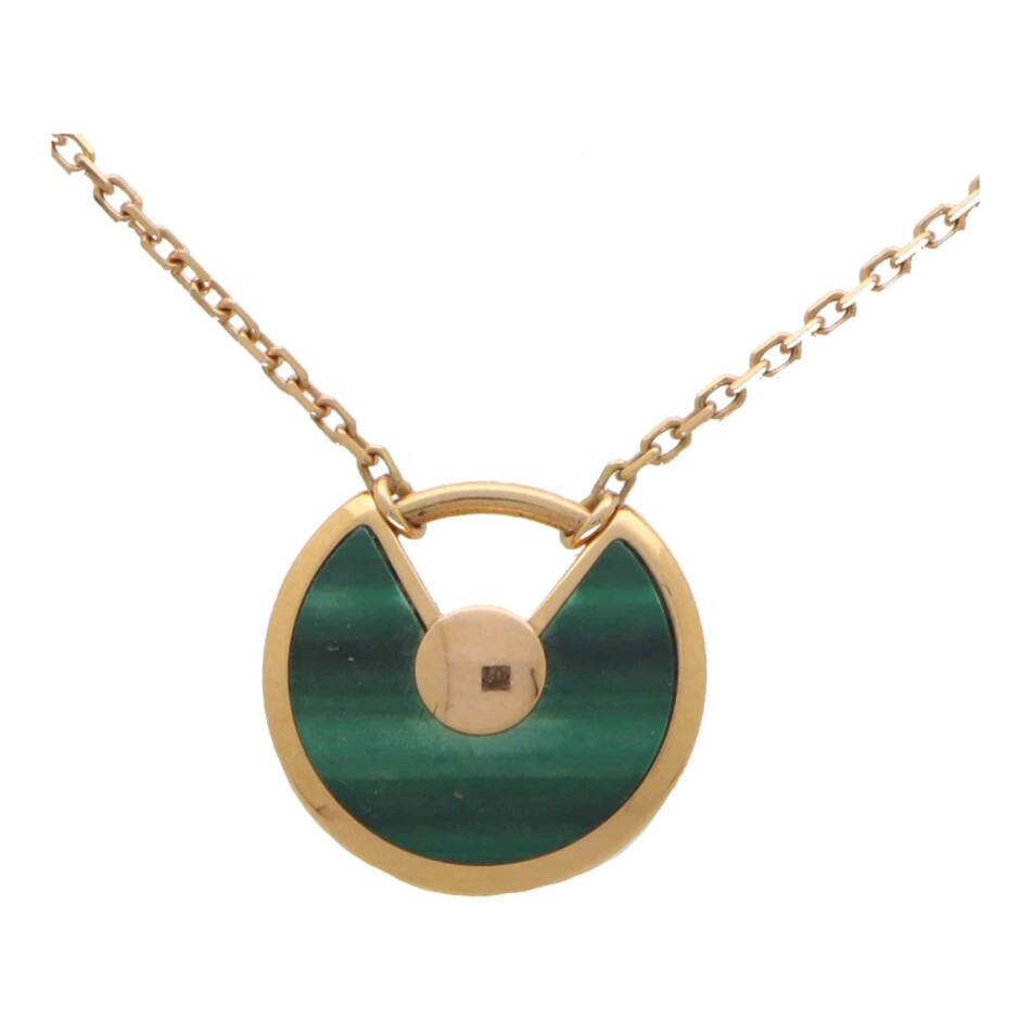 Vintage Amulette de Cartier XS Malachite and Diamond Necklace