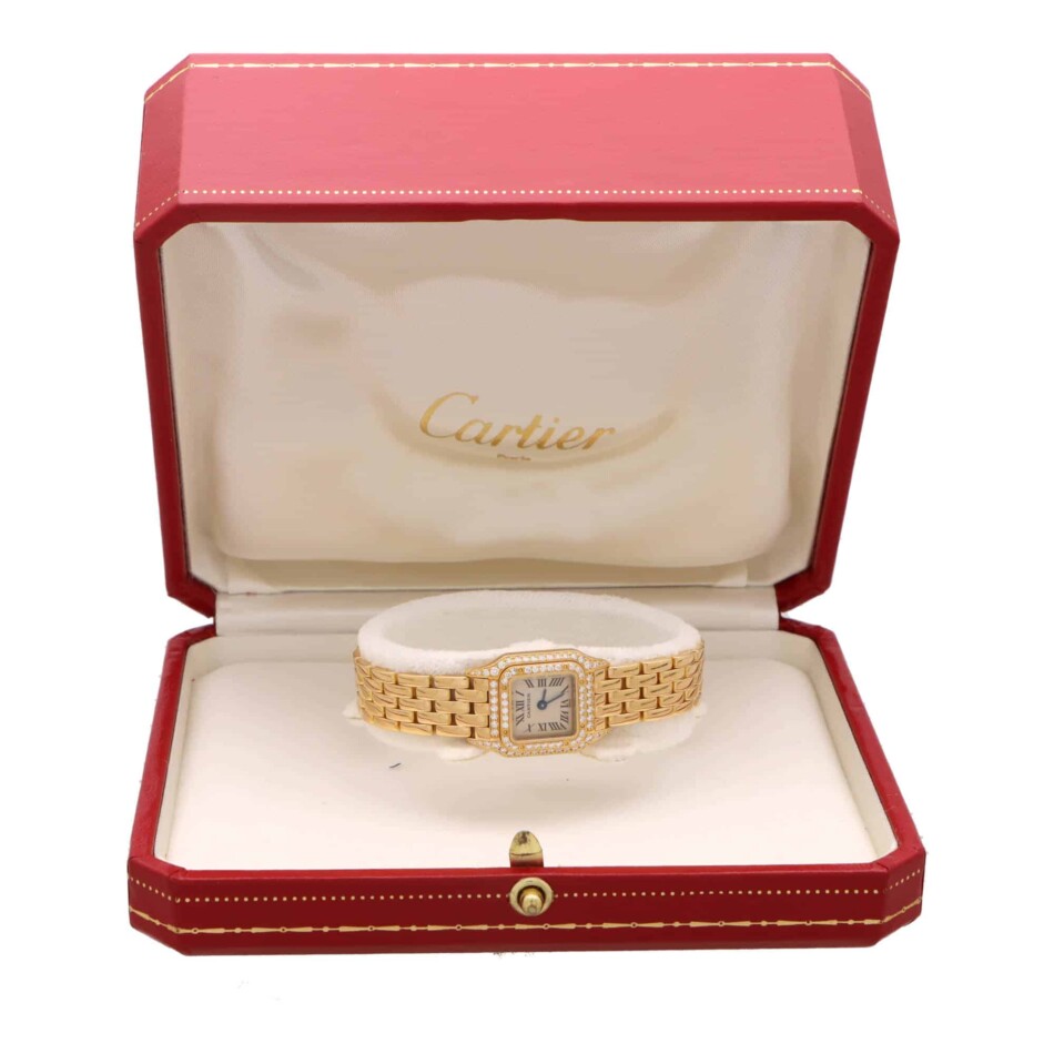 Vintage Cartier Yellow Gold Panthere Mini with Diamonds Watch