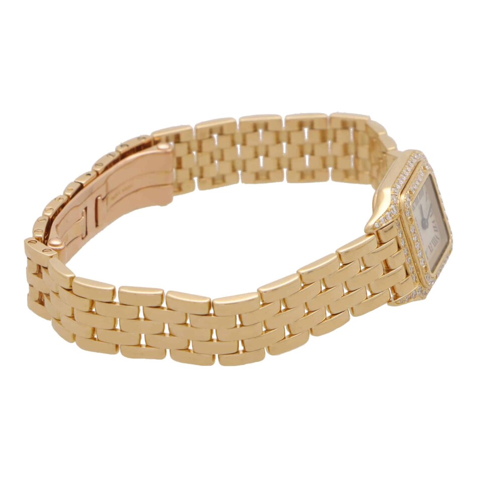 Vintage Cartier Yellow Gold Panthere Mini with Diamonds Watch