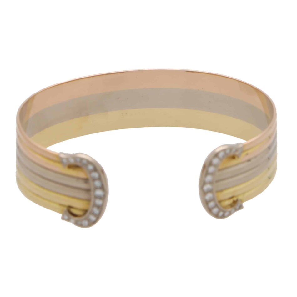 Vintage Cartier Diamond Double C Torque Bangle