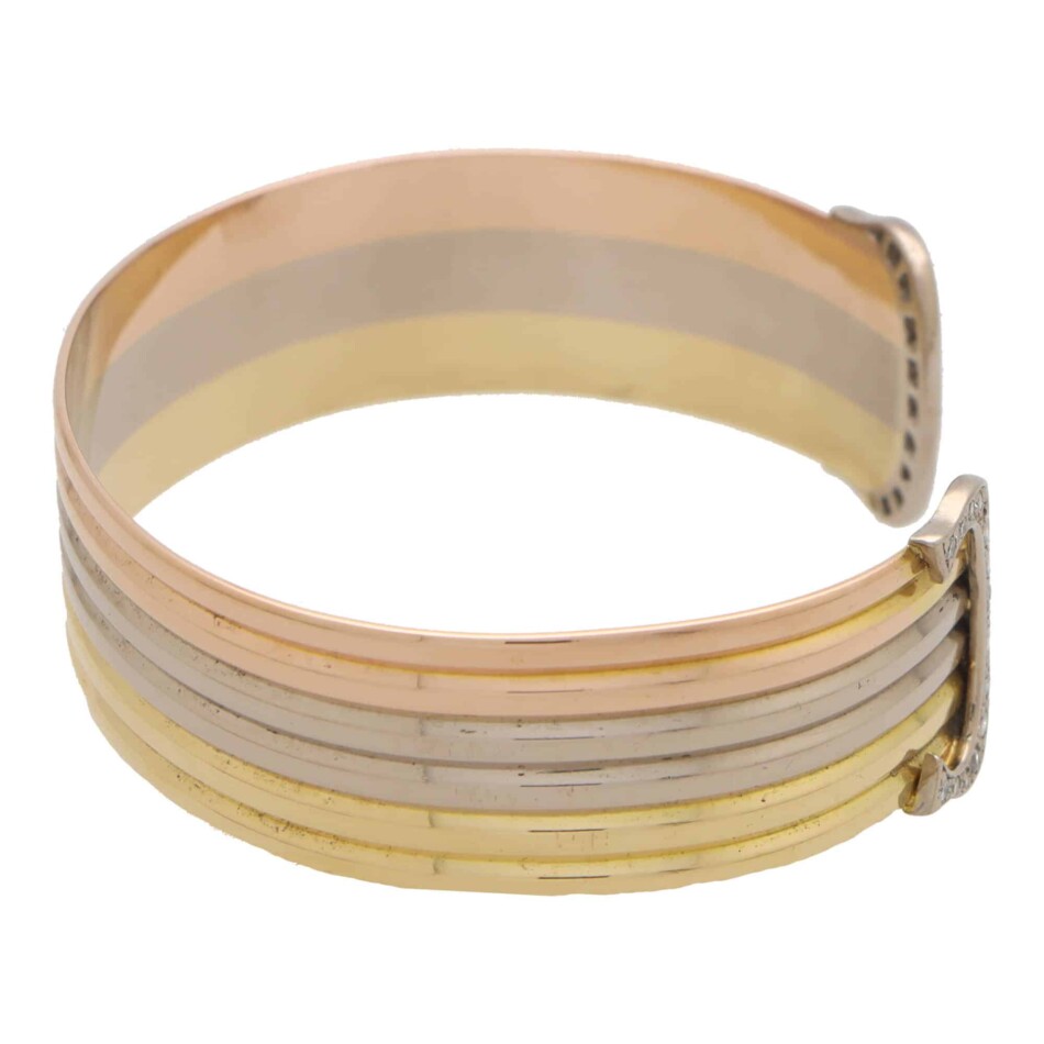 Vintage Cartier Diamond Double C Torque Bangle