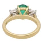 Certified Diamond and Oval Emerald Three Stone Ring