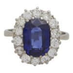 Vintage Blue Sapphire and Diamond Cluster Ring