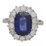 Vintage Blue Sapphire and Diamond Cluster Ring
