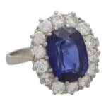 Vintage Blue Sapphire and Diamond Cluster Ring