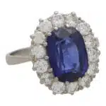 Vintage Blue Sapphire and Diamond Cluster Ring