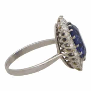 Vintage 1970's Blue Sapphire and Diamond Cluster Ring