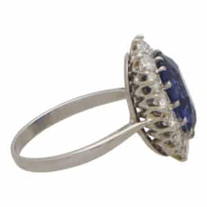 Vintage Blue Sapphire and Diamond Cluster Ring