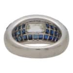 Art Deco Inspired Diamond and Blue Sapphire Bombe Dress Ring