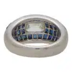 Art Deco Inspired Diamond and Blue Sapphire Bombe Dress Ring