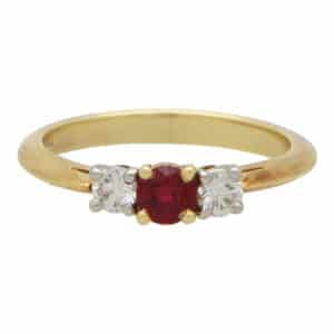 Vintage Tiffany & Co. Ruby and Diamond Three Stone Ring