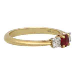 Vintage Tiffany & Co. Ruby and Diamond Three Stone Ring