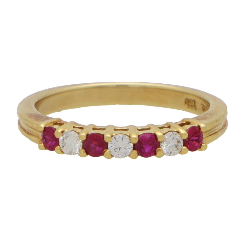 Vintage Tiffany & Co. Ruby and Diamond Half Eternity Ring