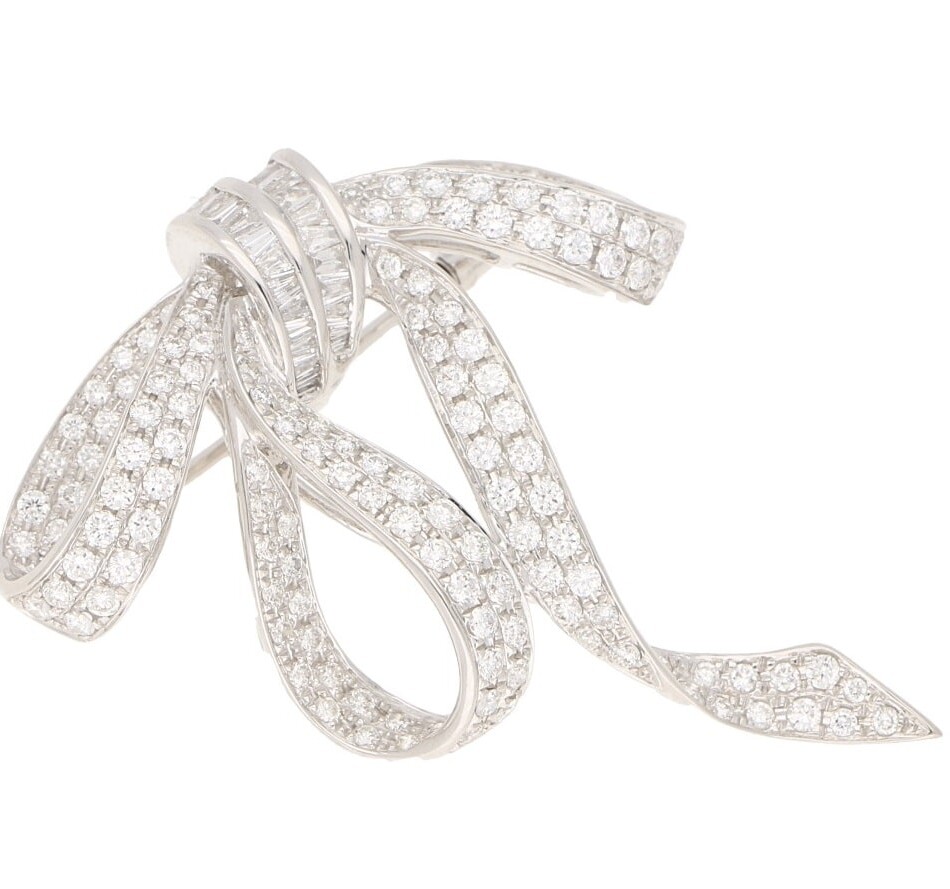 Contemporary Diamond Bow Brooch