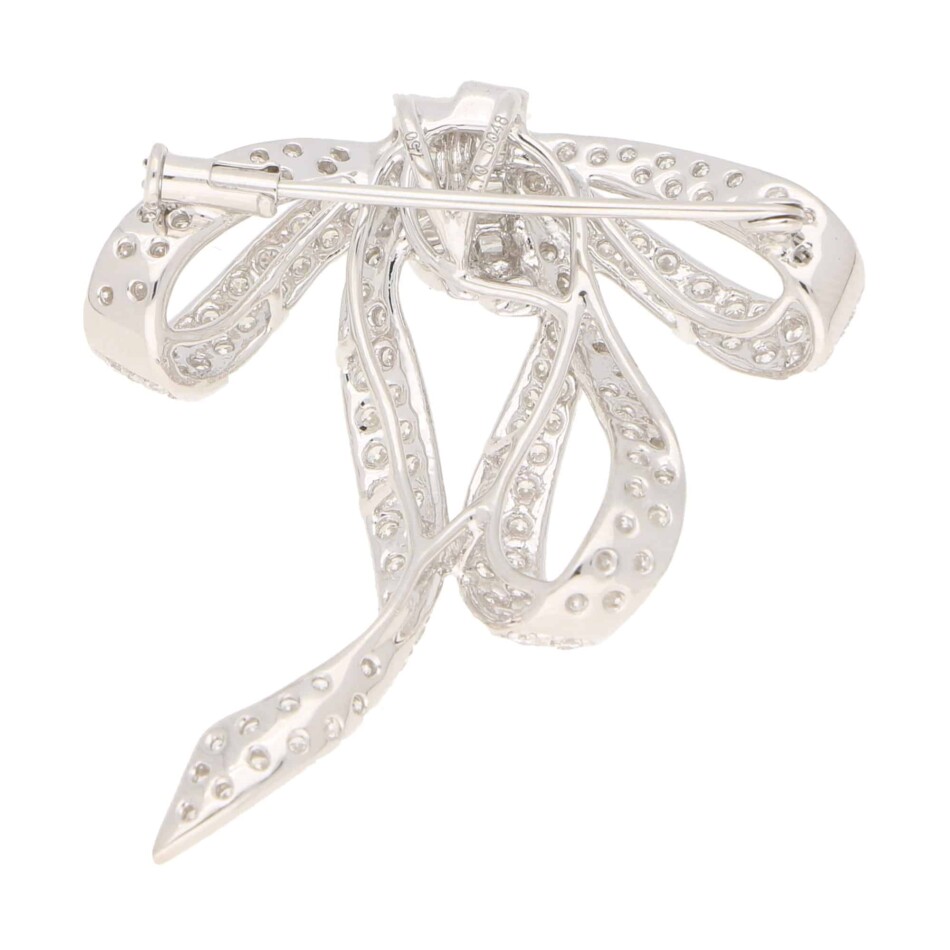 Contemporary Diamond Bow Brooch