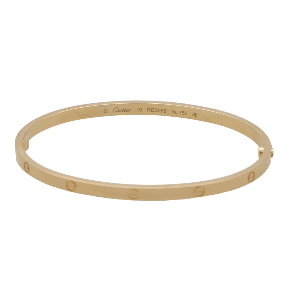 Vintage Cartier Yellow Gold Mini Love Bangle, Size 19