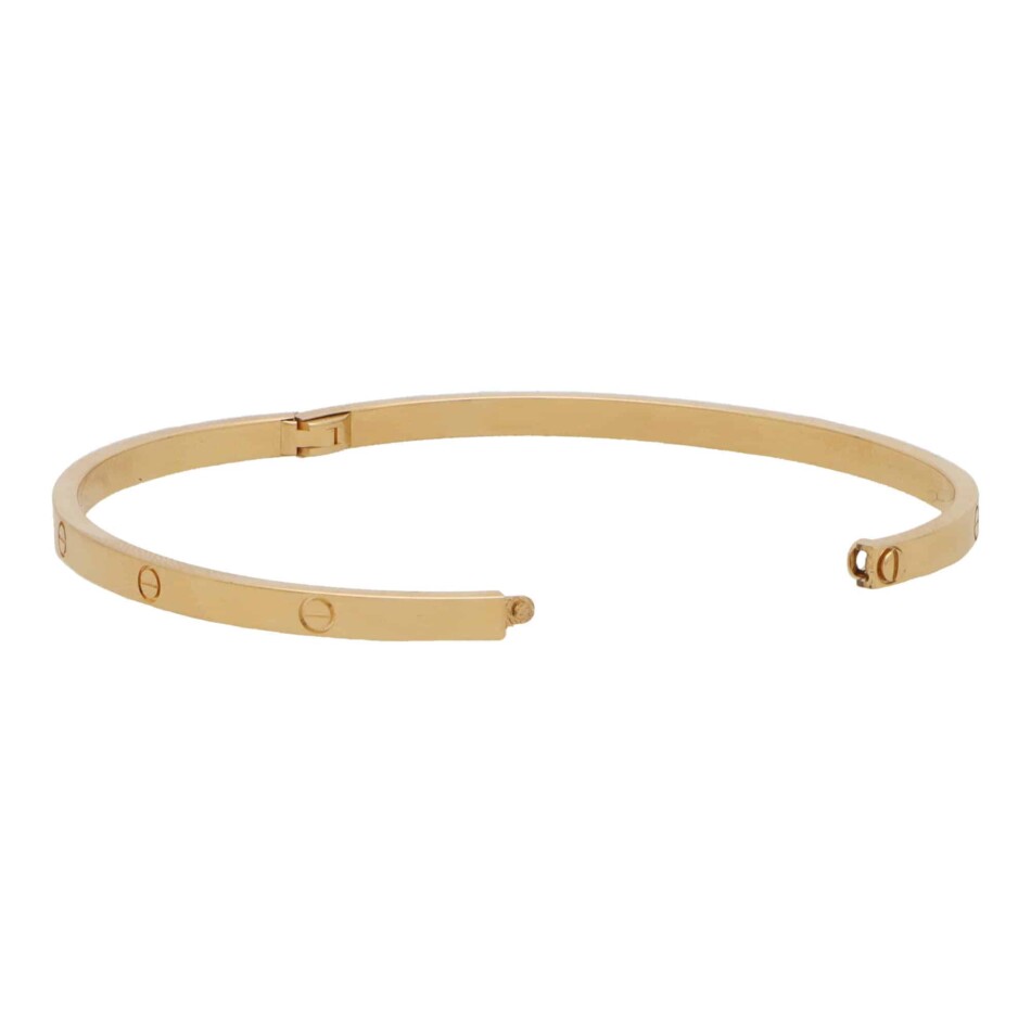 Vintage Cartier Yellow Gold Mini Love Bangle, Size 19