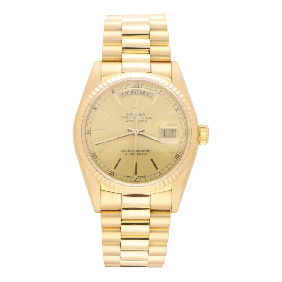 Vintage 1987 Rolex Day Date President Watch in 18ct Yellow Gold