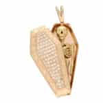 Vintage Diamond Skeleton and Coffin Pendant