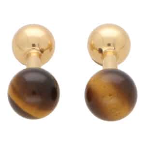 Vintage Tiffany & Co. Tiger's Eye Ball Bar Cufflinks