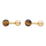 Vintage Tiffany & Co. Tiger's Eye Ball Bar Cufflinks