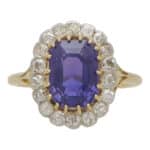 Vintage Natural Colour Change Sapphire and Diamond Cluster